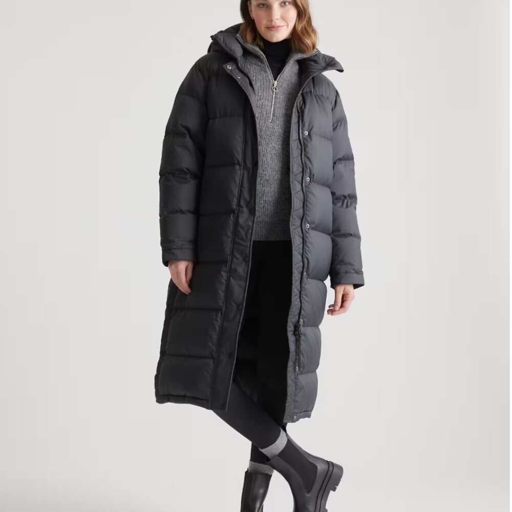 Quince Black Down Long Puffer Jacket - Medium